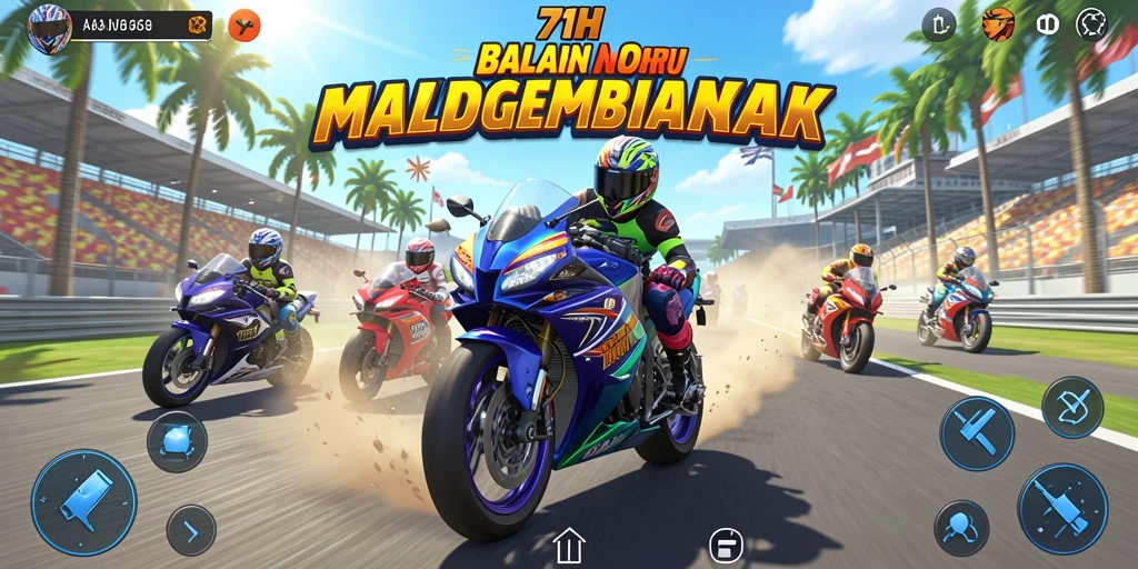 Tampilan gameplay 71H yang seru dalam balapan motor.