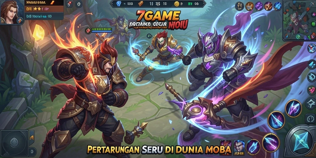 Tampilan gameplay seru di dunia <strong>7GAME</strong> dengan pertarungan tim yang intens.