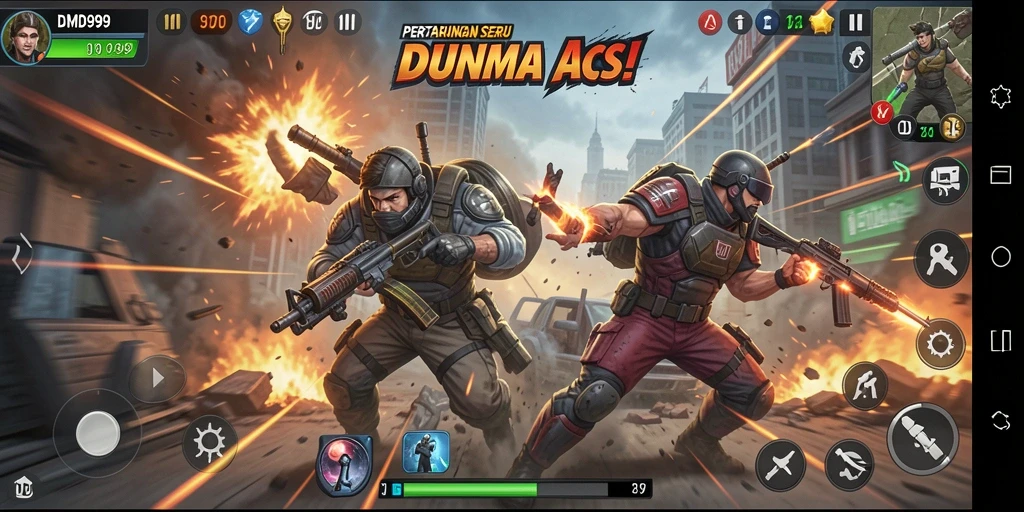 Gameplay mendebarkan DMD999 dengan pertarungan yang seru.
