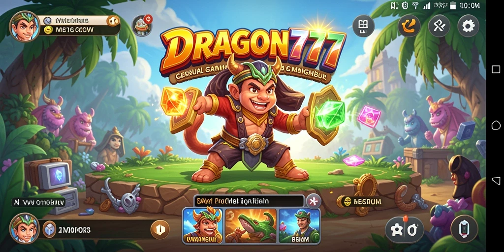 Screenshot utama DRAGON777 menunjukkan gameplay yang ceria dan menarik.
