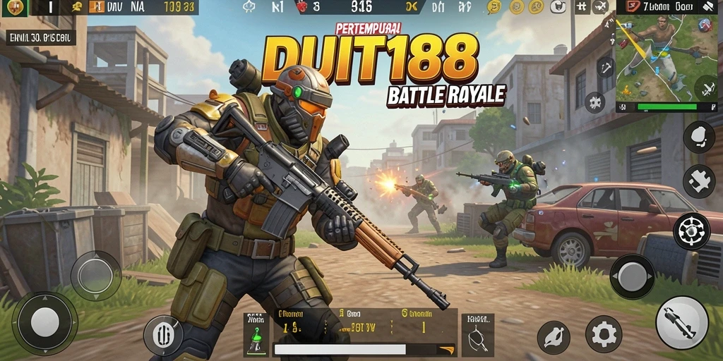 Gameplay mendebarkan dalam pertempuran Battle Royale yang intens.