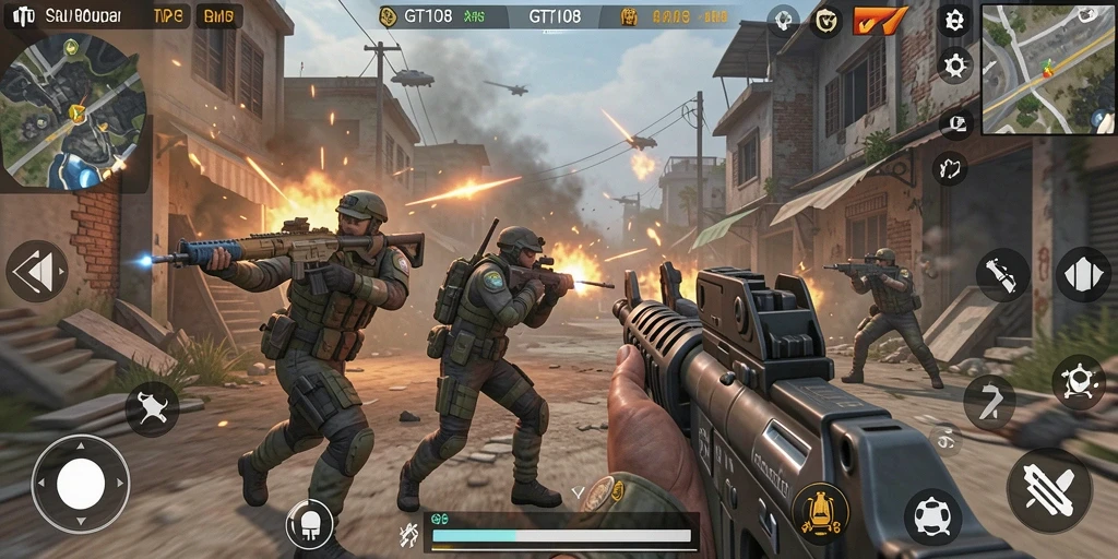 Gameplay GT108 menampilkan pertempuran seru dengan grafis mengesankan.