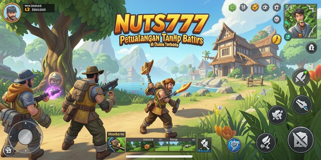 Tampilan aksi seru dalam gameplay NUTS777 di dunia terbuka.