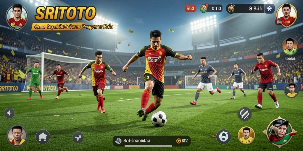Screenshot SRITOTO menampilkan aksi pertandingan sepak bola yang menegangkan.