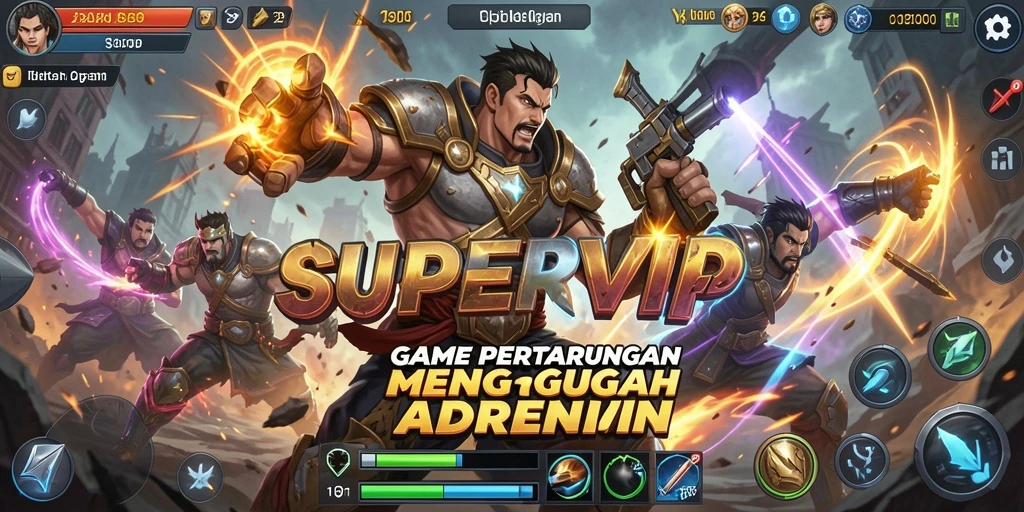 Tangkapan layar dari gameplay pertarungan seru SUPERVIP.