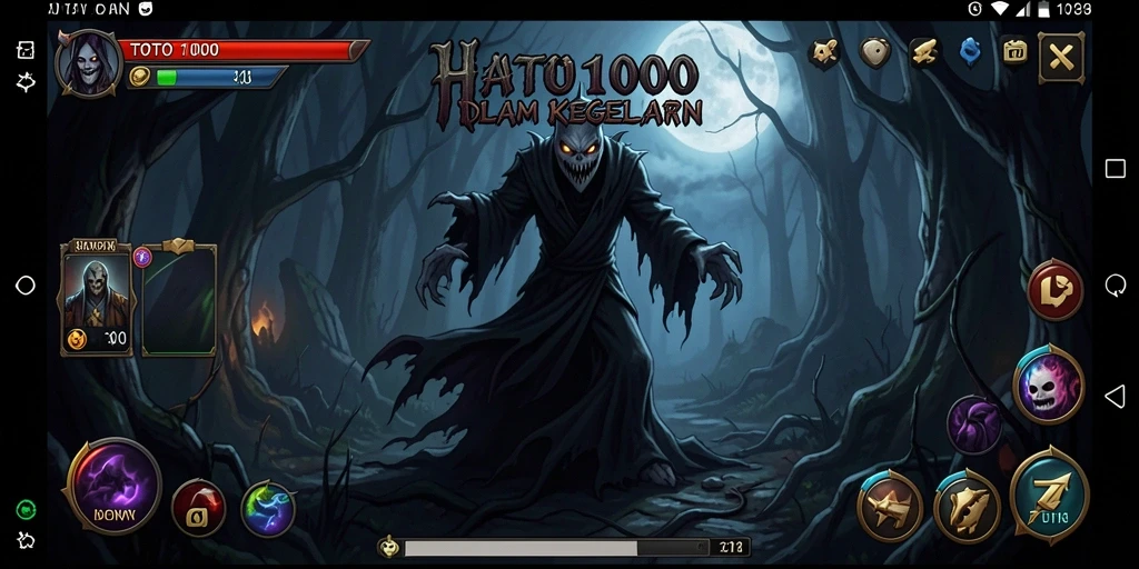 Tampilan gameplay TOTO1000 dengan atmosfer horor yang mengerikan.